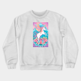 Unicorn Flying Lotus Mandala Crewneck Sweatshirt